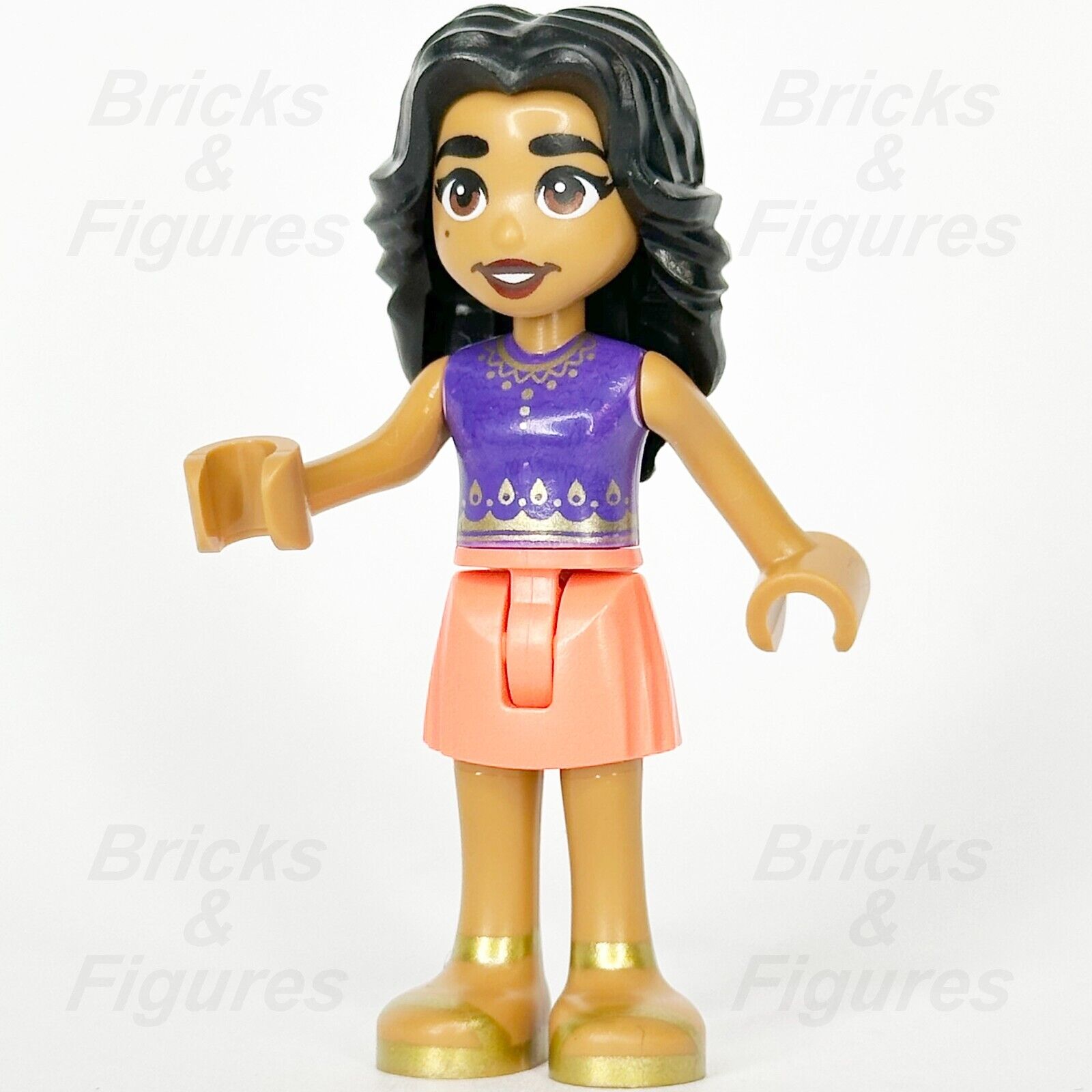 LEGO Friends Adi Minifigure Dark Purple Top Coral Skirt Black Hair 41732 frnd573