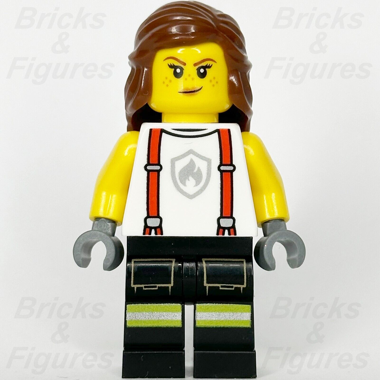 LEGO City Firefighter Minifigure Fire Shirt Suspenders Female 60414 cty1715