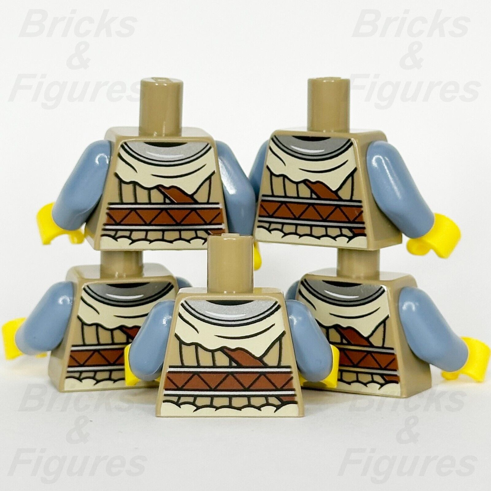 LEGO Viking Torso Minifigure Jacket Tan Fur Armour Body Part Vikings 31132 x 5 - Bricks & Figures