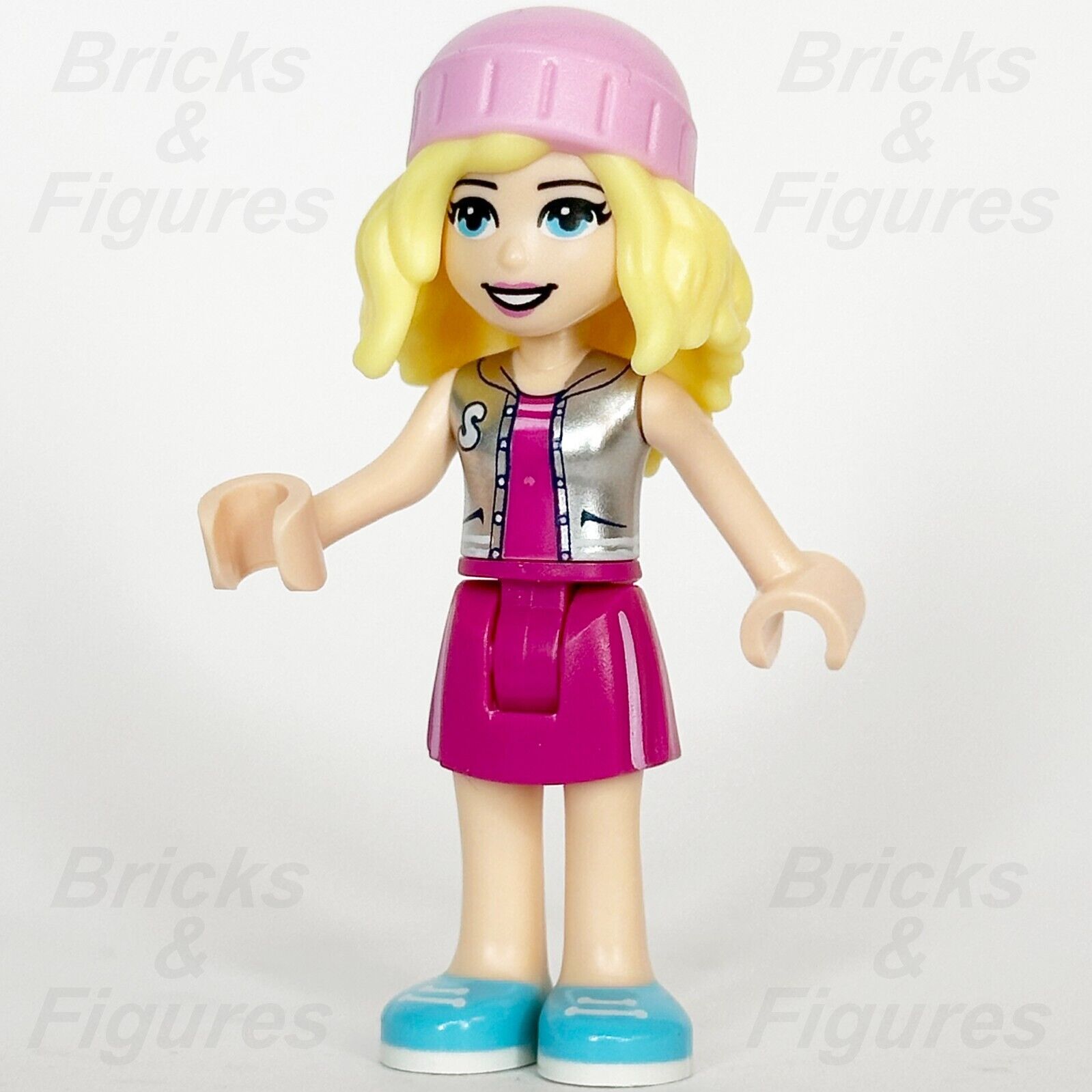 LEGO Friends Stephanie Minifigure Magenta Skirt and Top Pink Hat 41704 frnd490 - Bricks & Figures