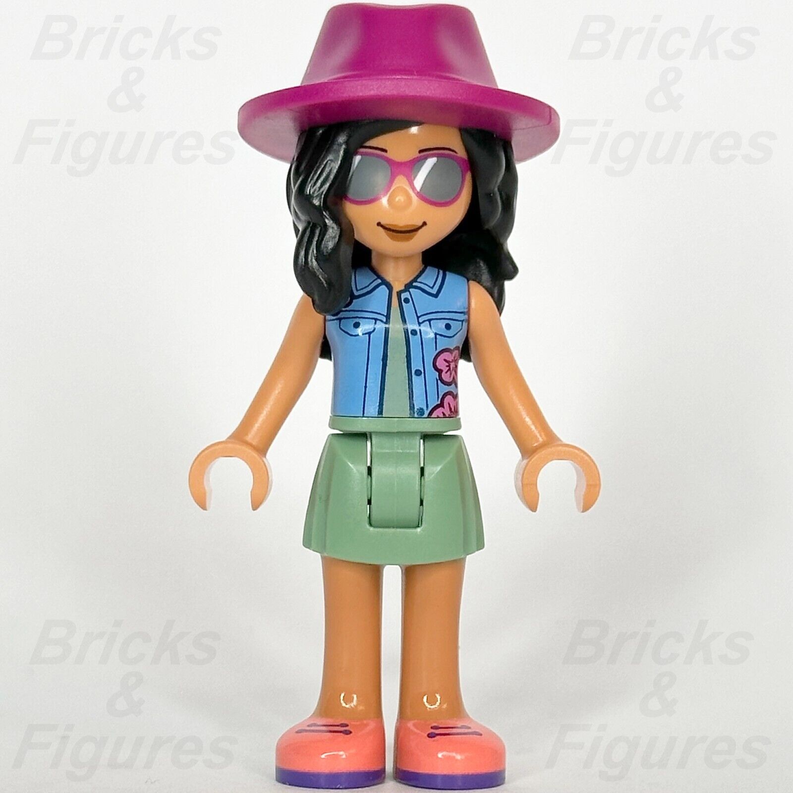 LEGO Friends Savannah Minifigure Sand Green Skirt Magenta Hat 41704 frnd488 - Bricks & Figures