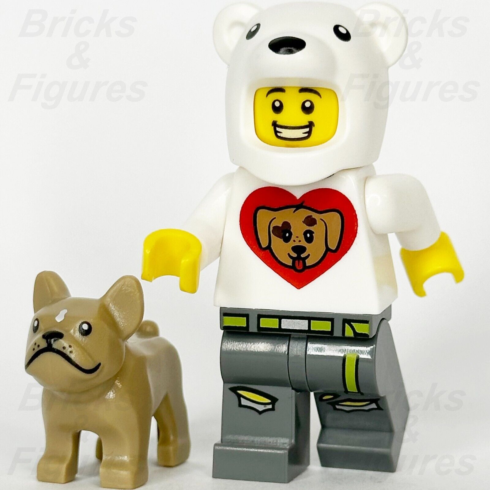 LEGO Dog Lover Guy Minifigure & Bulldog Build-A-Minifigure BAM 2024 Suit Costume - Bricks & Figures