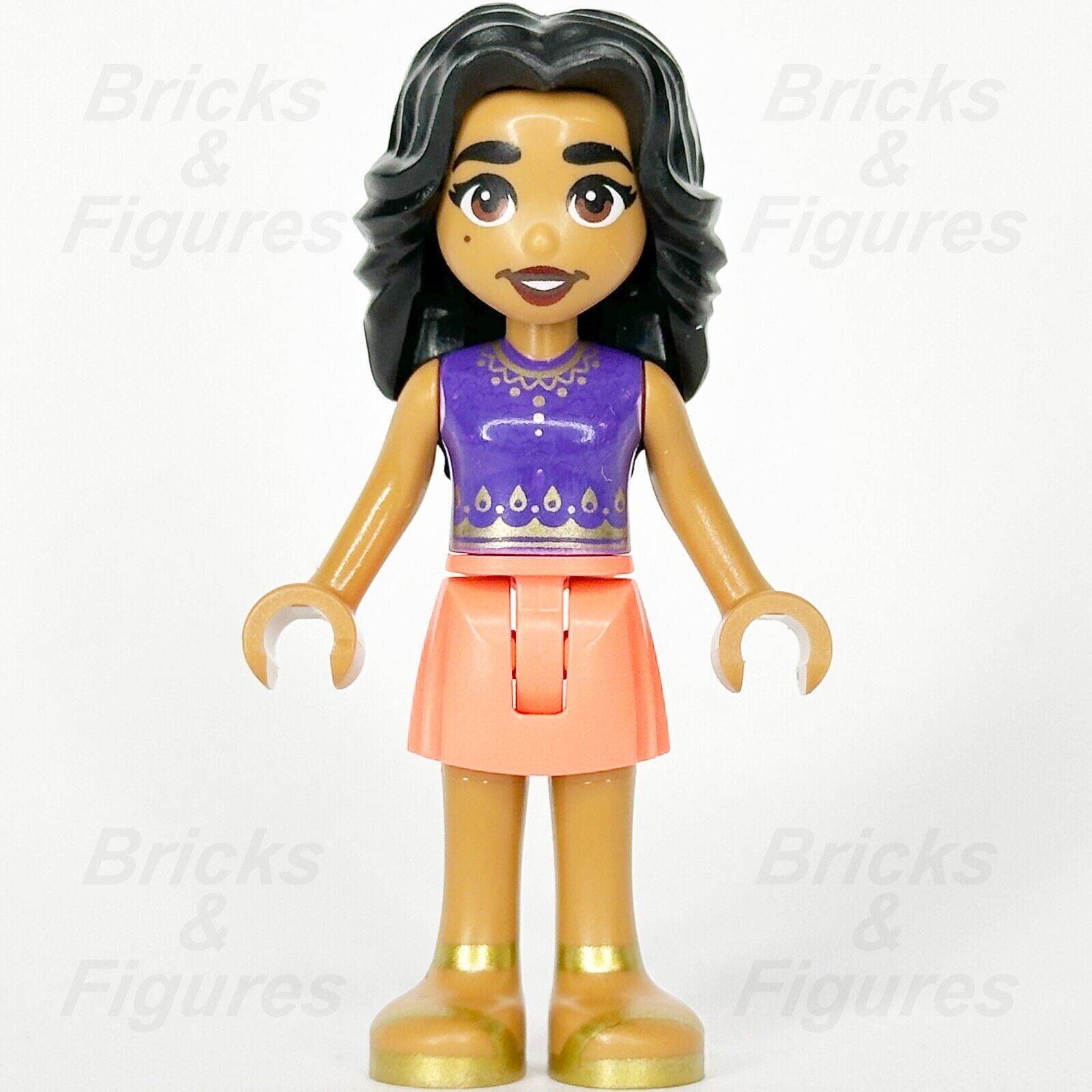 LEGO Friends Adi Minifigure Dark Purple Top Coral Skirt Black Hair 41732 frnd573