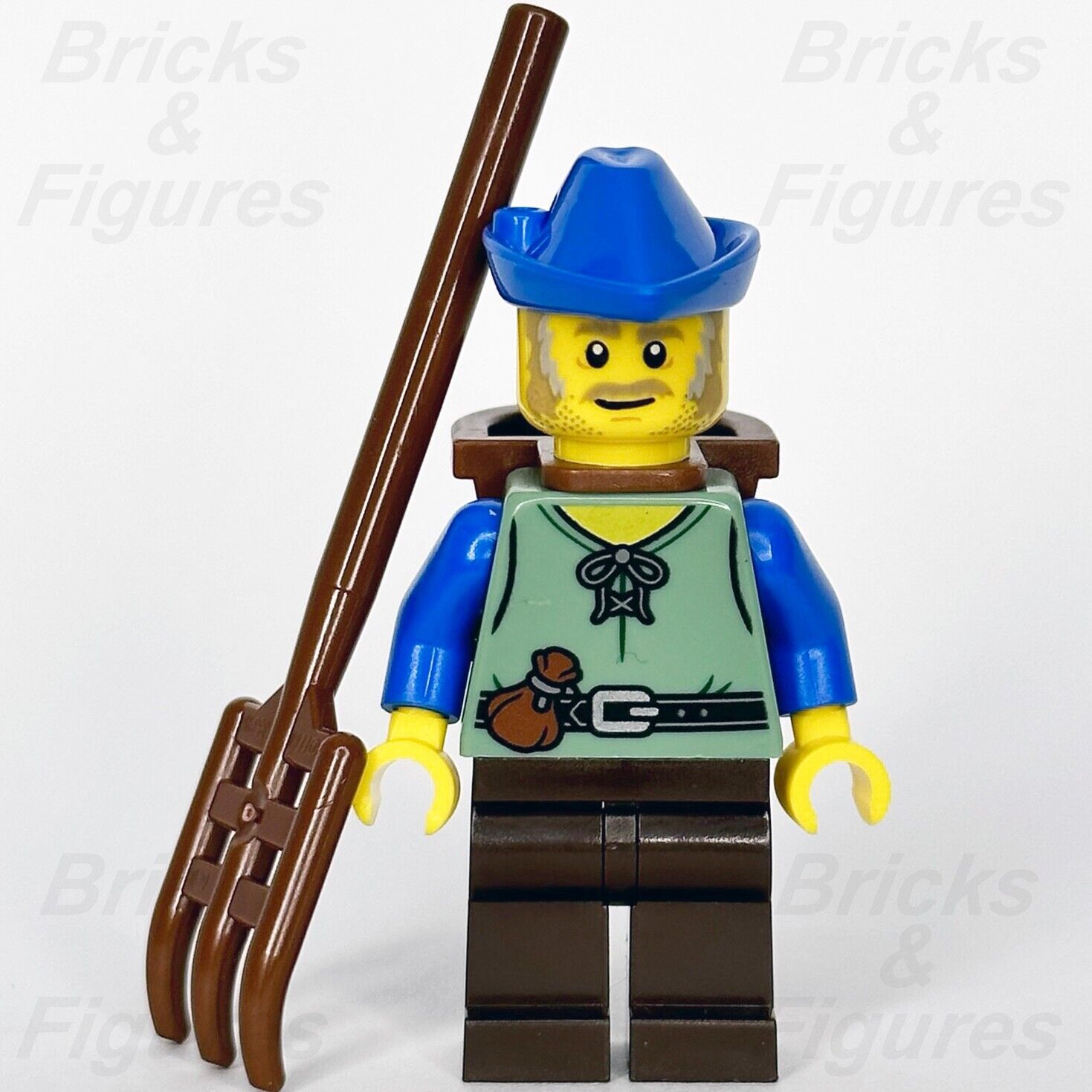 LEGO Castle Peasant Minifigure Lion Knights Farmer D-Basket Rake 10305 cas579