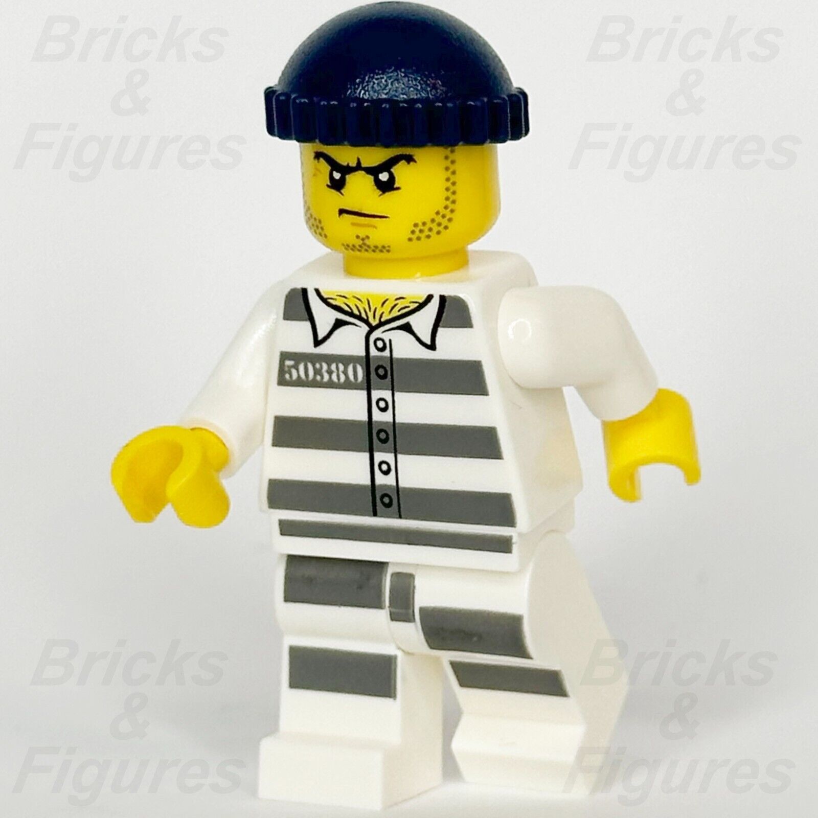 LEGO City Jail Prisoner 50380 Minifigure Prison Stripes Police 60256 cty1127 - Bricks & Figures