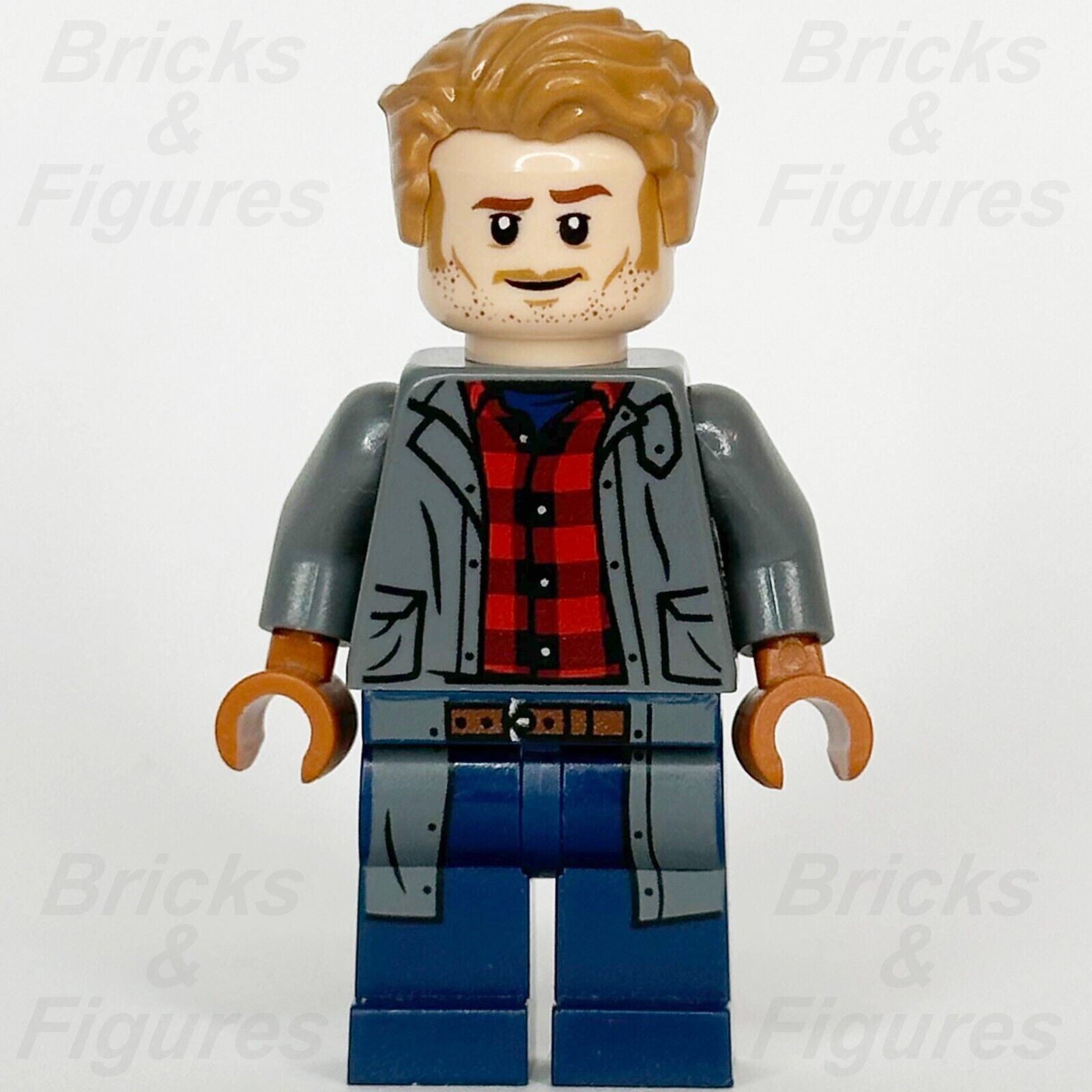 LEGO Jurassic World Owen Grady Minifigure Dominion Grey Jacket 76944 jw100 - Bricks & Figures