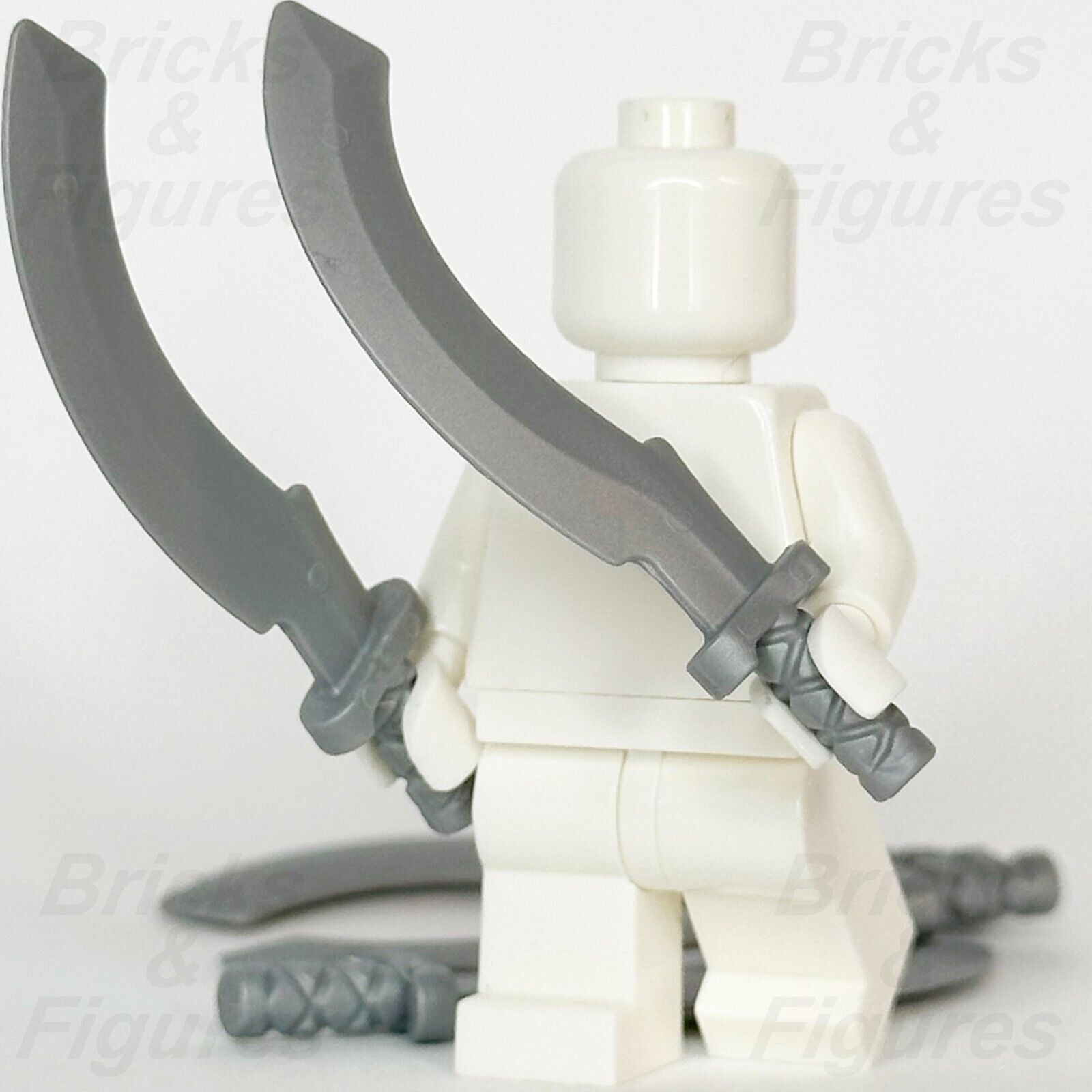 LEGO Flat Silver Sickle Sword Minifigure Weapon Part Khopesh Blade 93247 x 5 - Bricks & Figures