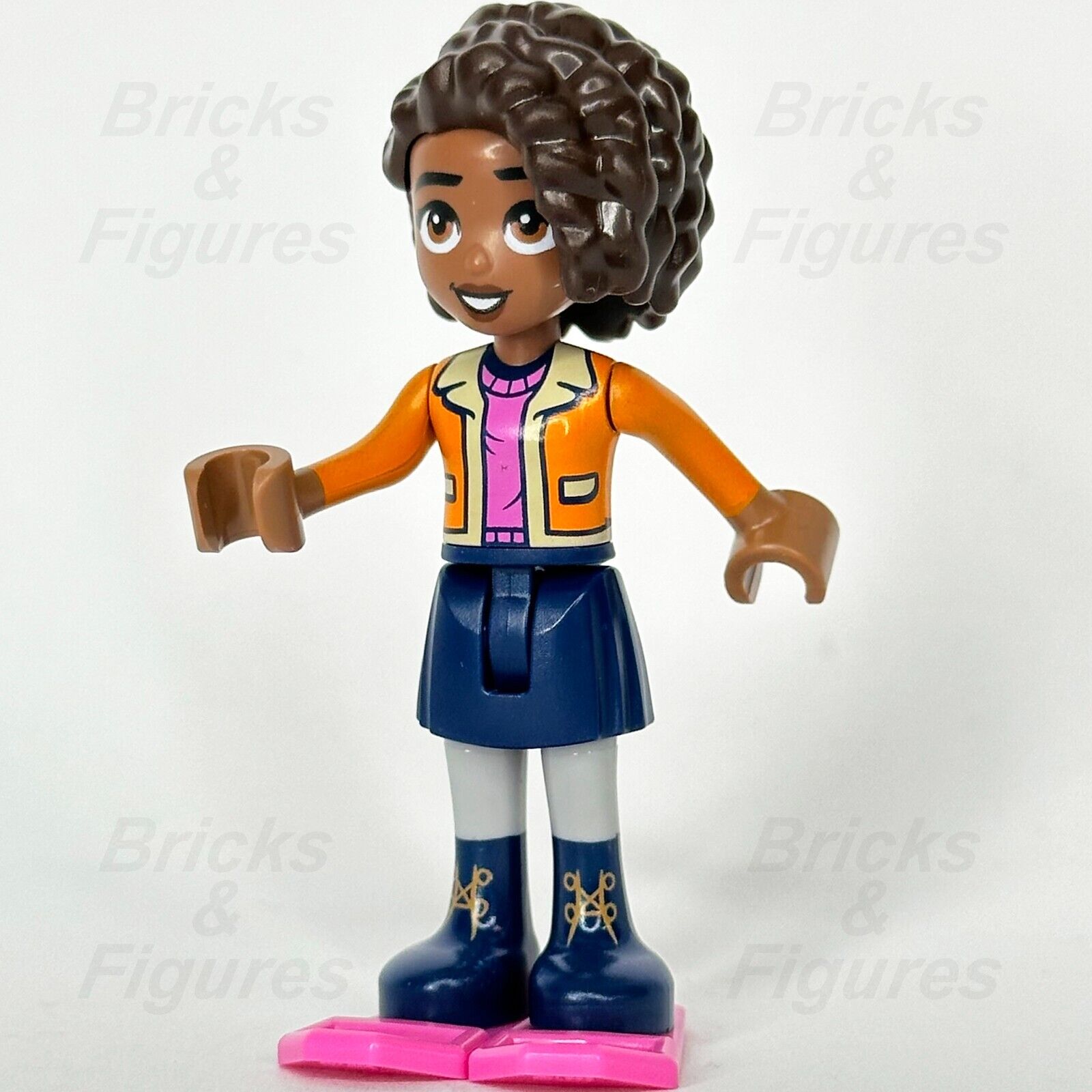 LEGO Friends Aliya Minifigure Orange Jacket Dark Pink Snowshoes 41760 frnd664 - Bricks & Figures