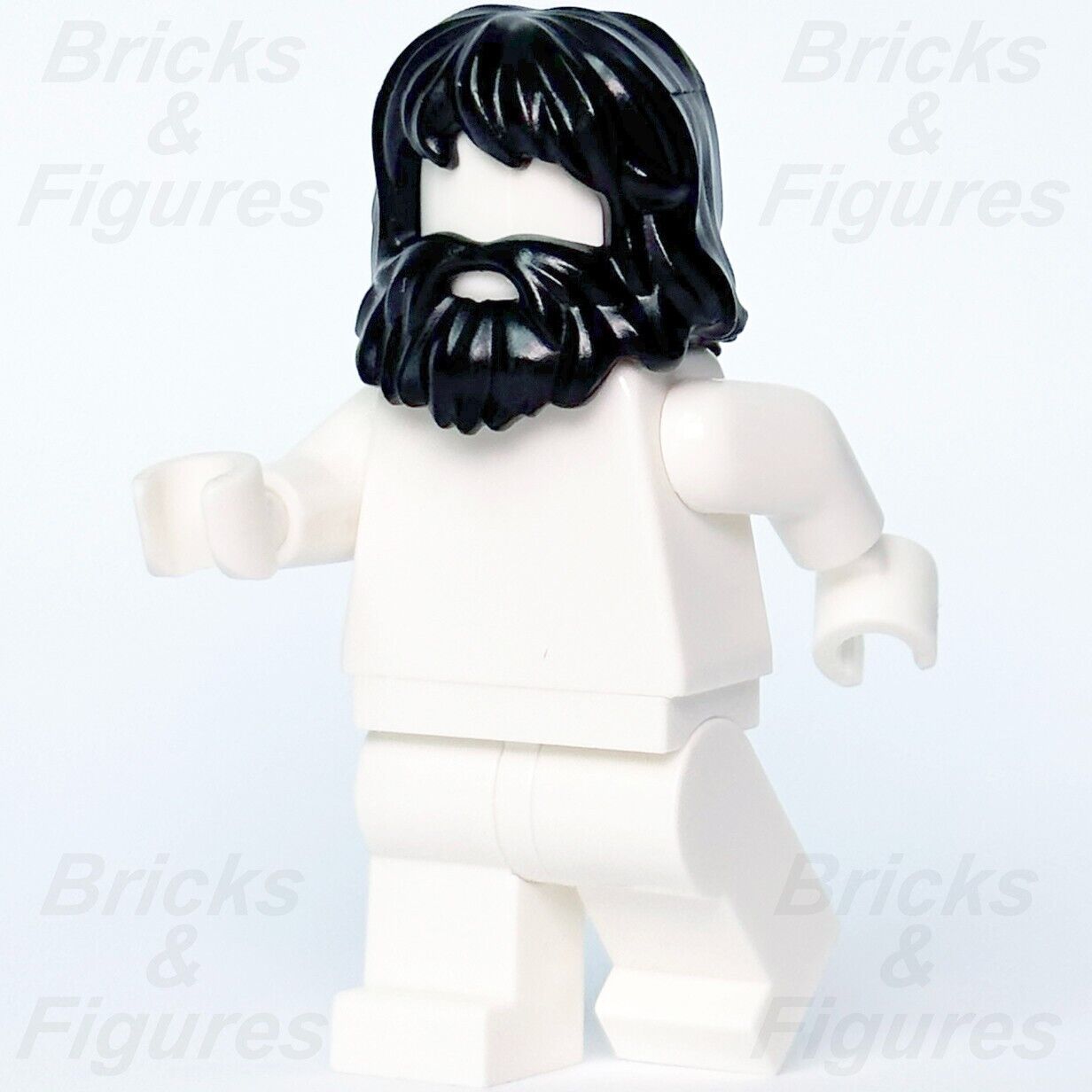 LEGO Black Hair Shaggy Beard Minifigure Part Long Hair & Mouth Hole 87999 - Bricks & Figures