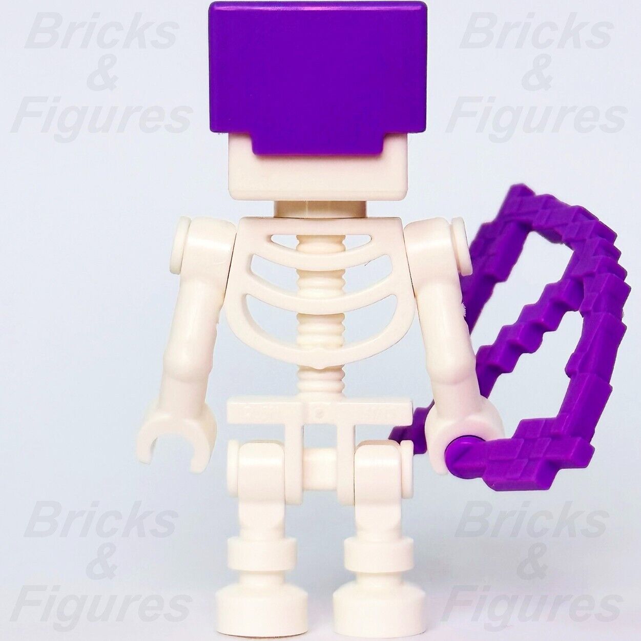 Minecraft LEGO Skeleton with Purple Helmet & Bow Minifigure 21171 21189 min065 - Bricks & Figures