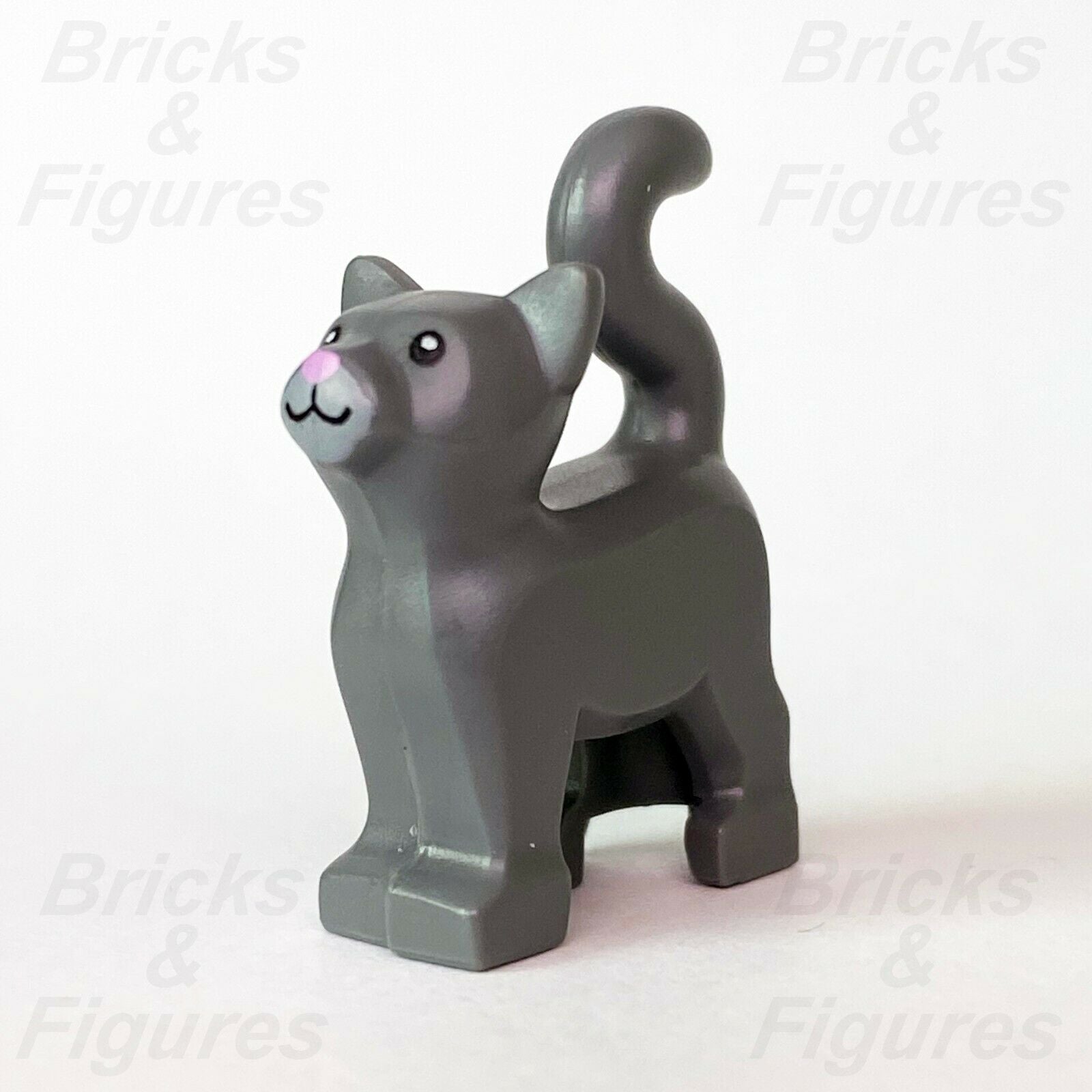 New City Town LEGO Dark Grey Cat with Pink Nose Animal Build-A-Minifigure BAM - Bricks & Figures